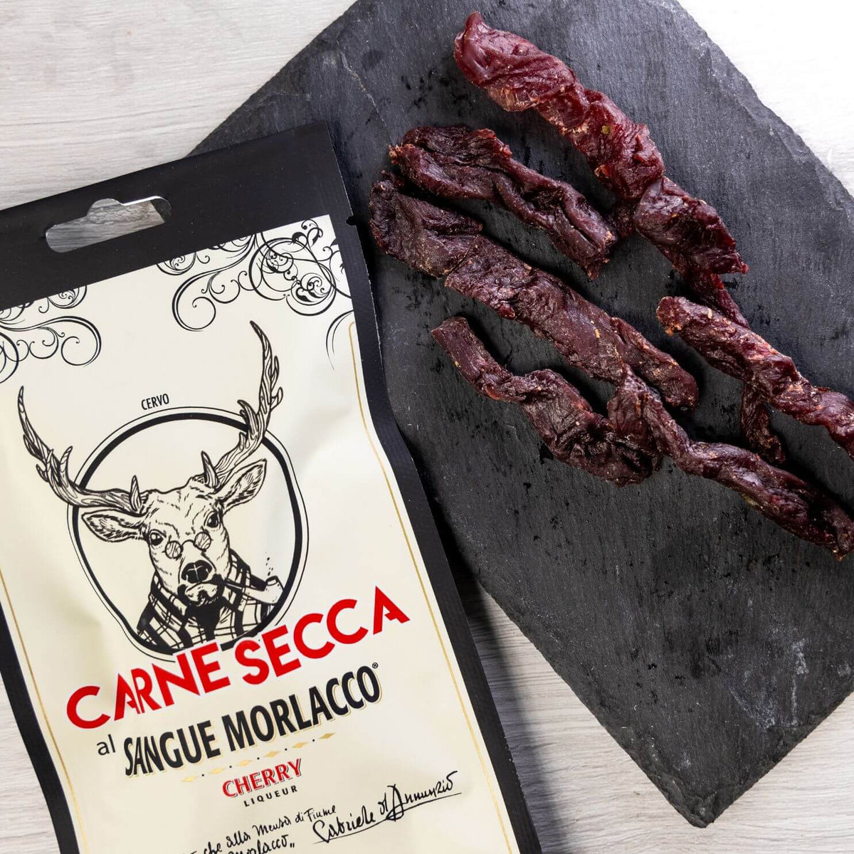 Carne Secca di Cervo al Sangue Morlacco® Luxardo 40g - Carne Secca Italia - Italian Jerky Meat Snack